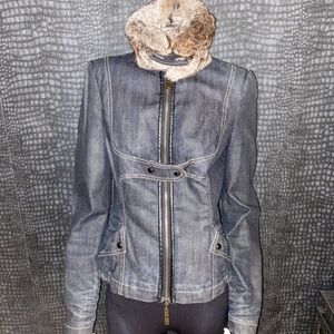 John Richmond denim jacket with fur